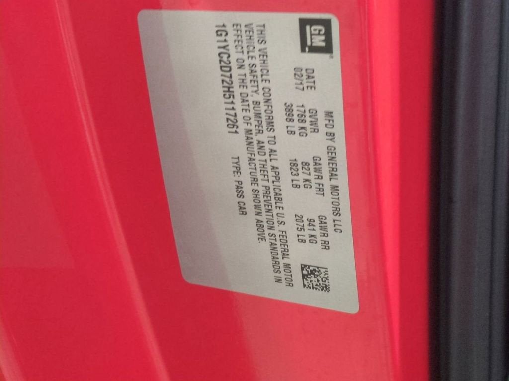 2017 Chevrolet Corvette Stingray 2LT