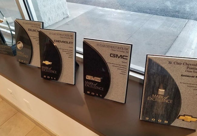 Awards on a window sill