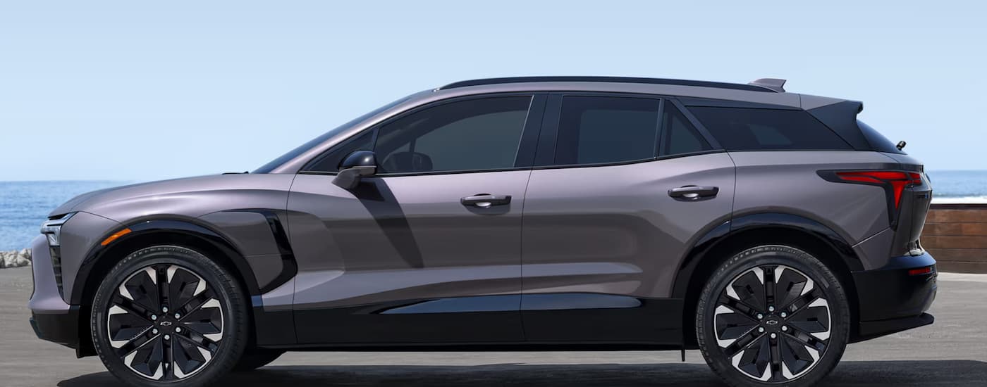 A grey 2024 Chevy Blazer EV parked on a driveway.